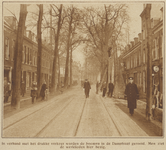 871589 Afbeelding van het rooien van de bomen in de Damstraat te Utrecht, vanwege het drukke verkeer in de straat.